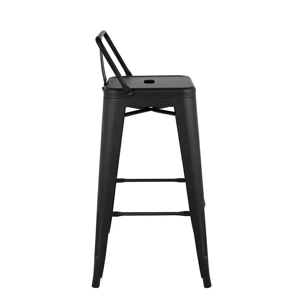 Barstol - TOWER BACK 66 (Paris), svart med ryggstöd - produktbild av [MGO] Import King Home från King Home | Arvande
