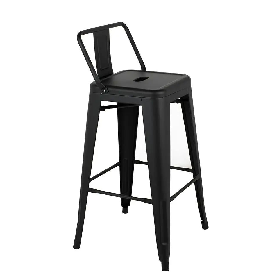Barstol - TOWER BACK 66 (Paris), svart med ryggstöd - produktbild av [MGO] Import King Home från King Home | Arvande