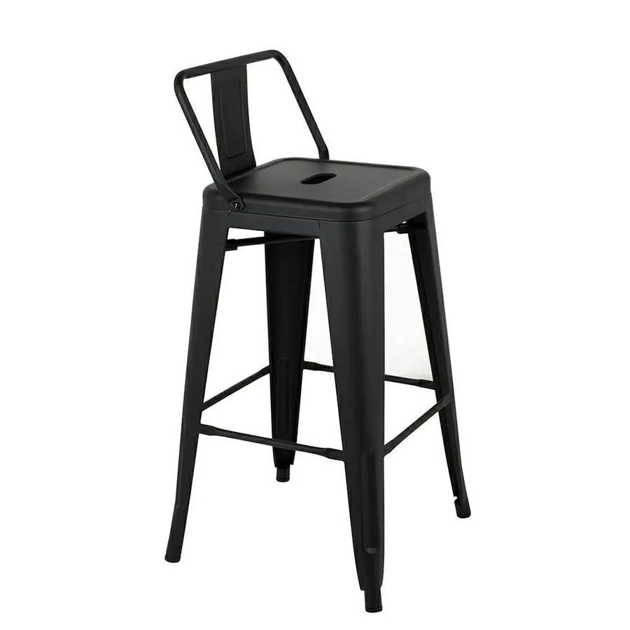 Barstol - TOWER BACK 66 (Paris), svart med ryggstöd - produktbild av [MGO] Import King Home från King Home | Arvande
