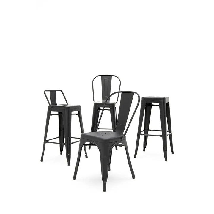 Barstol - TOWER BACK 76 (Paris), svart med ryggstöd - produktbild av [MGO] Import King Home från King Home | Arvande