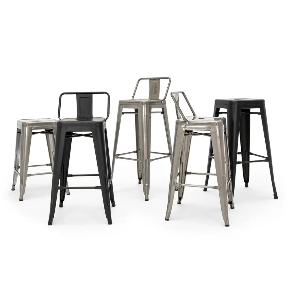 Barstol - TOWER BACK 76 (Paris), svart med ryggstöd - produktbild av [MGO] Import King Home från King Home | Arvande