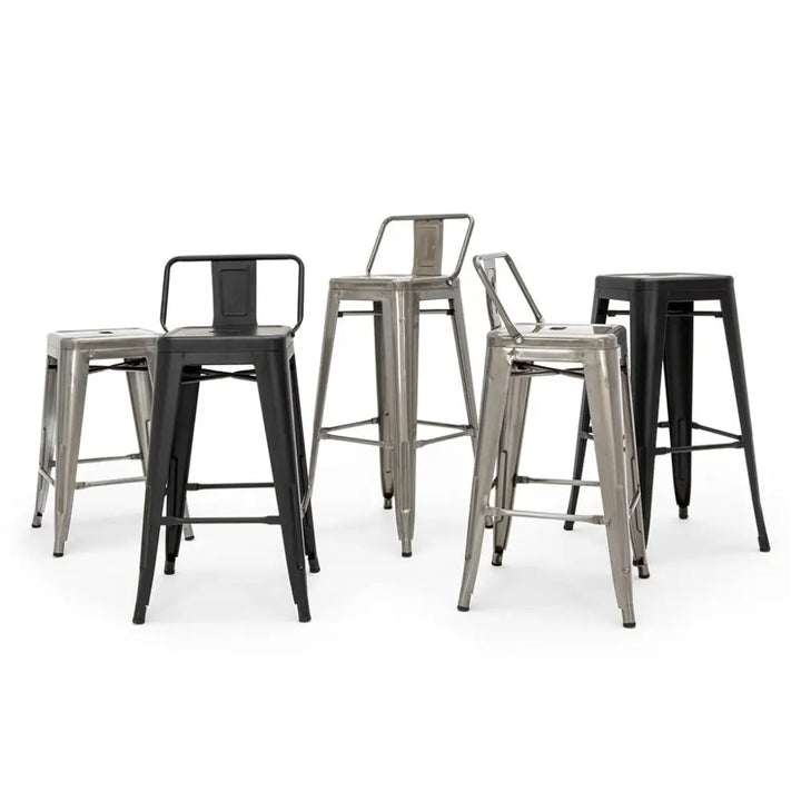Barstol - TOWER BACK 76 (Paris), svart med ryggstöd - produktbild av [MGO] Import King Home från King Home | Arvande