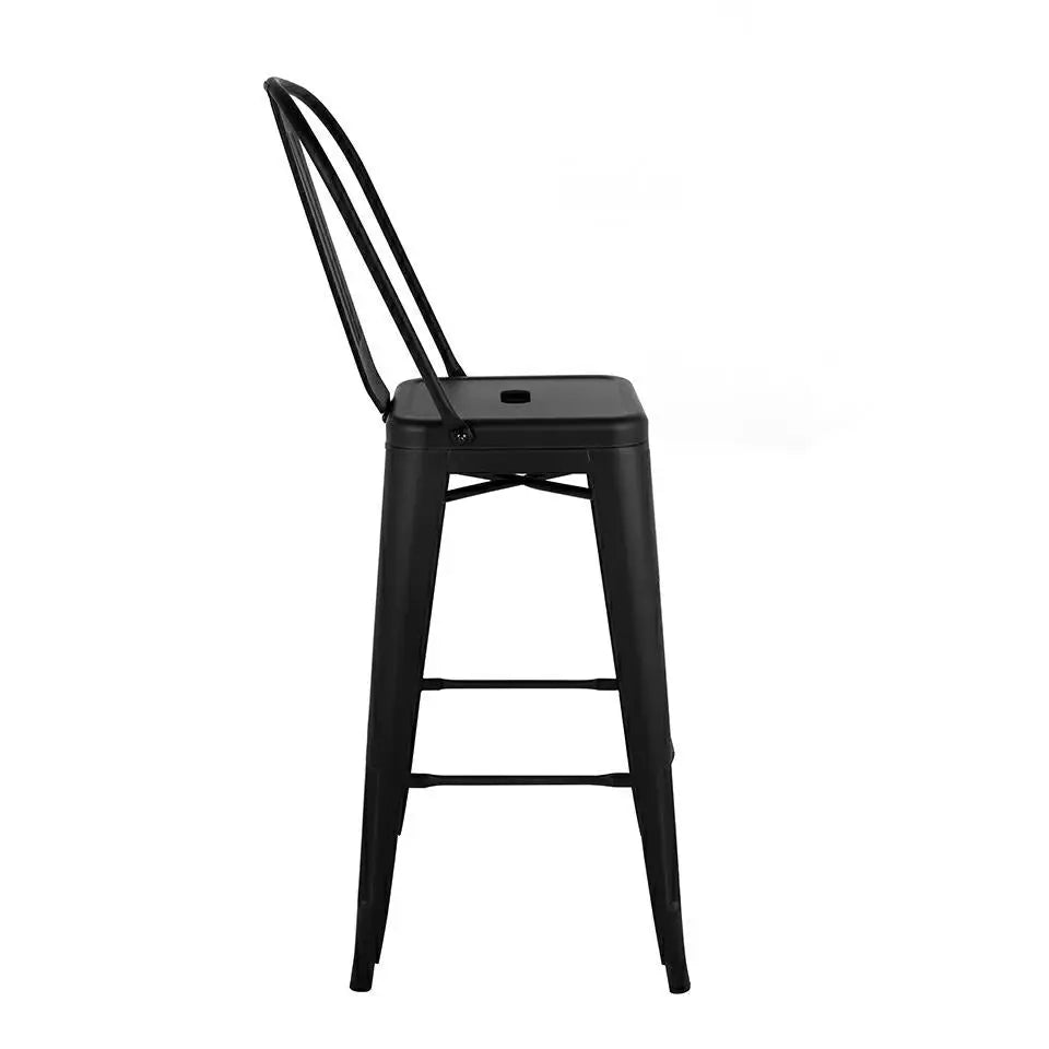 Barstol - TOWER BIG BACK 76 (Paris), svart med stort ryggstöd - produktbild av [MGO] Import King Home från King Home | Arvande