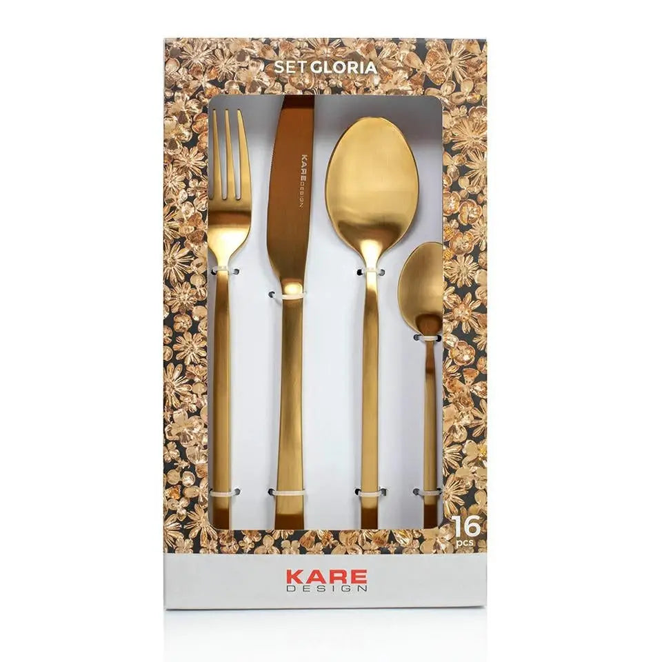 Bestickset KARE DESIGN - GLORIA MATT GOLD, 16 st - produktbild av Inredning från Kare Design | Arvande