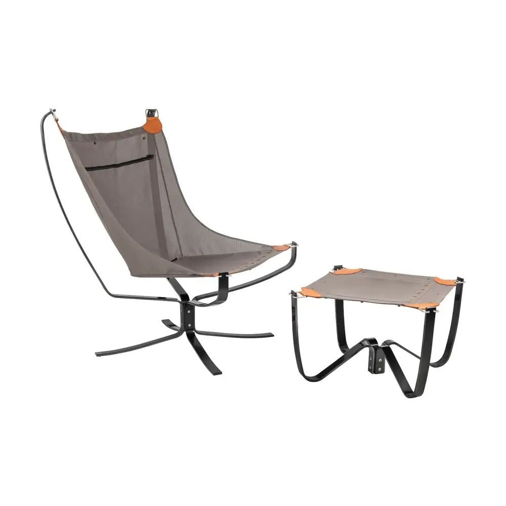 Fåtölj - ARNI HIGH med fotpall, svart ekoläder - produktbild av [MGO] Import King Home från King Home | Arvande