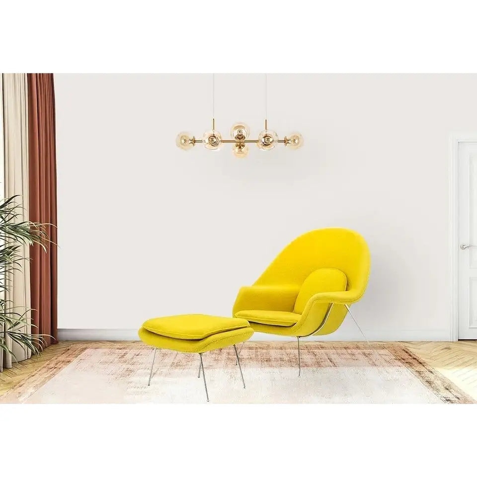 Fåtölj - COZY CASHMERE, mustard med fotpall – produktbild av [MGO] Import King Home från King Home | Arvande