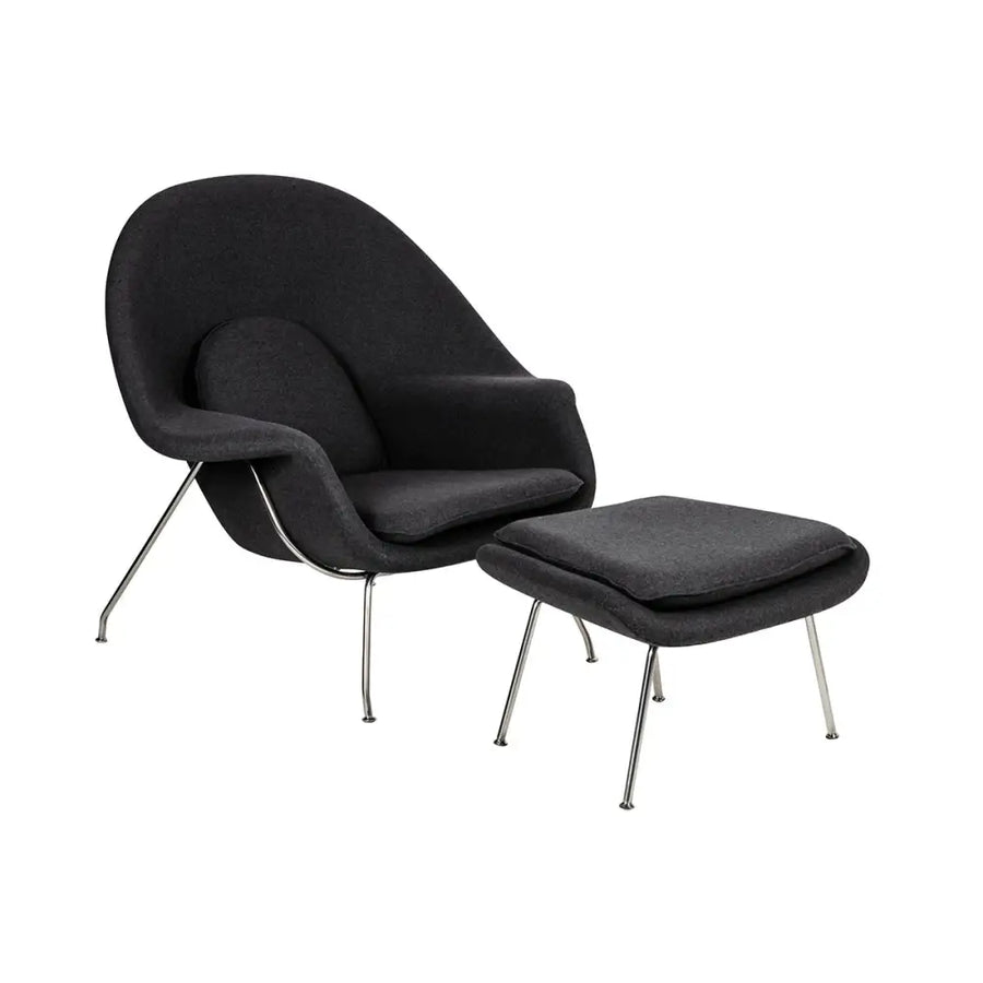 Fåtölj - COZY CASHMERE, svart med fotpall - produktbild av [MGO] Import King Home från King Home | Arvande