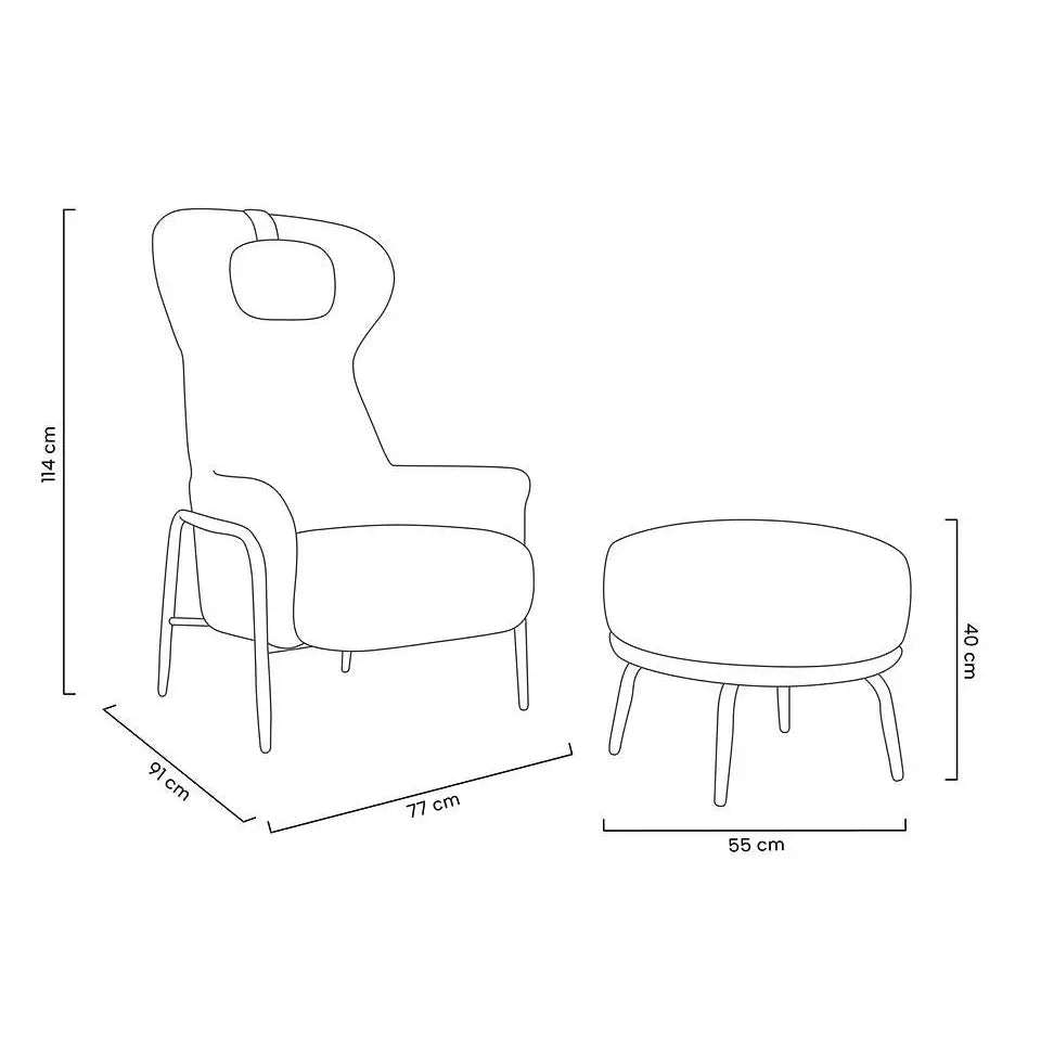 Fåtölj - TEDDY GRAND, beige med fotpall - produktbild av [MGO] Import King Home från King Home | Arvande