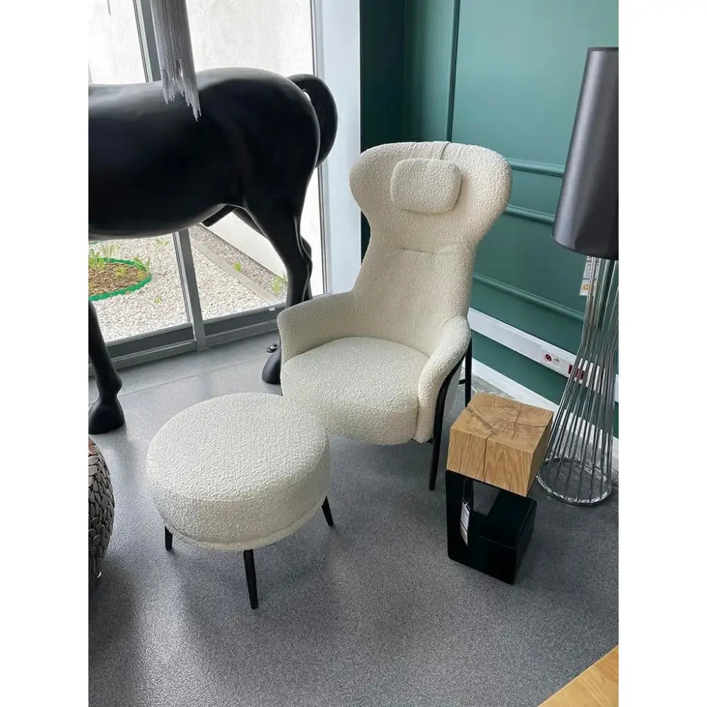 Fåtölj - TEDDY GRAND, beige med fotpall - produktbild av [MGO] Import King Home från King Home | Arvande