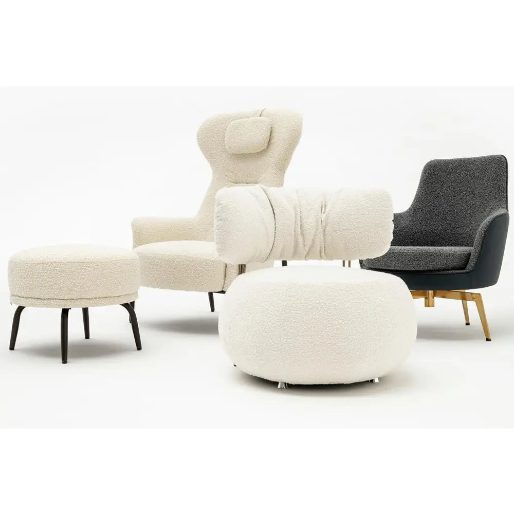 Fåtölj - TEDDY GRAND, beige med fotpall - produktbild av [MGO] Import King Home från King Home | Arvande