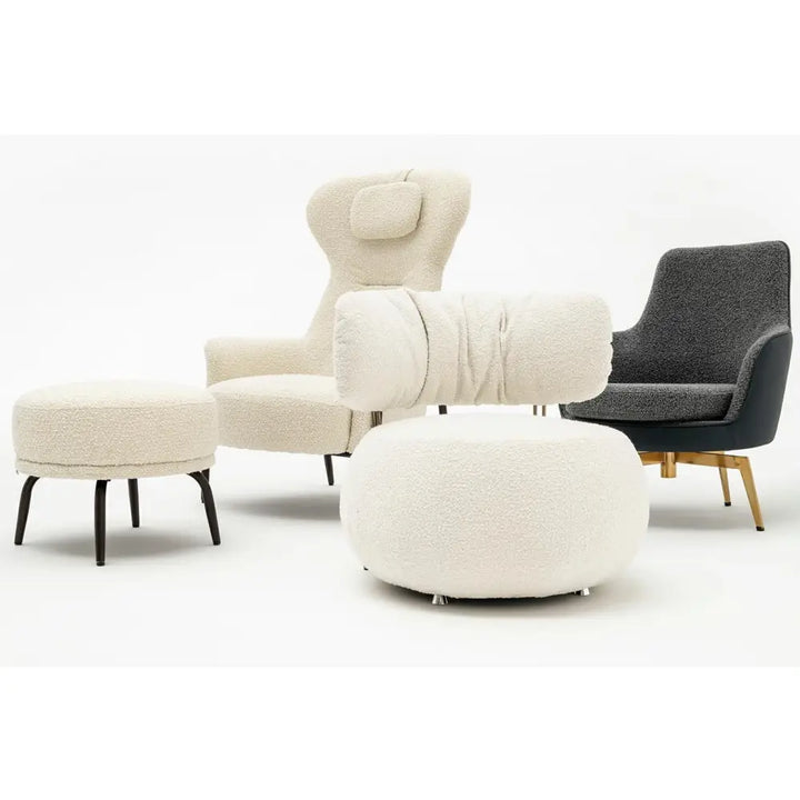 Fåtölj - TEDDY GRAND, beige med fotpall - produktbild av [MGO] Import King Home från King Home | Arvande