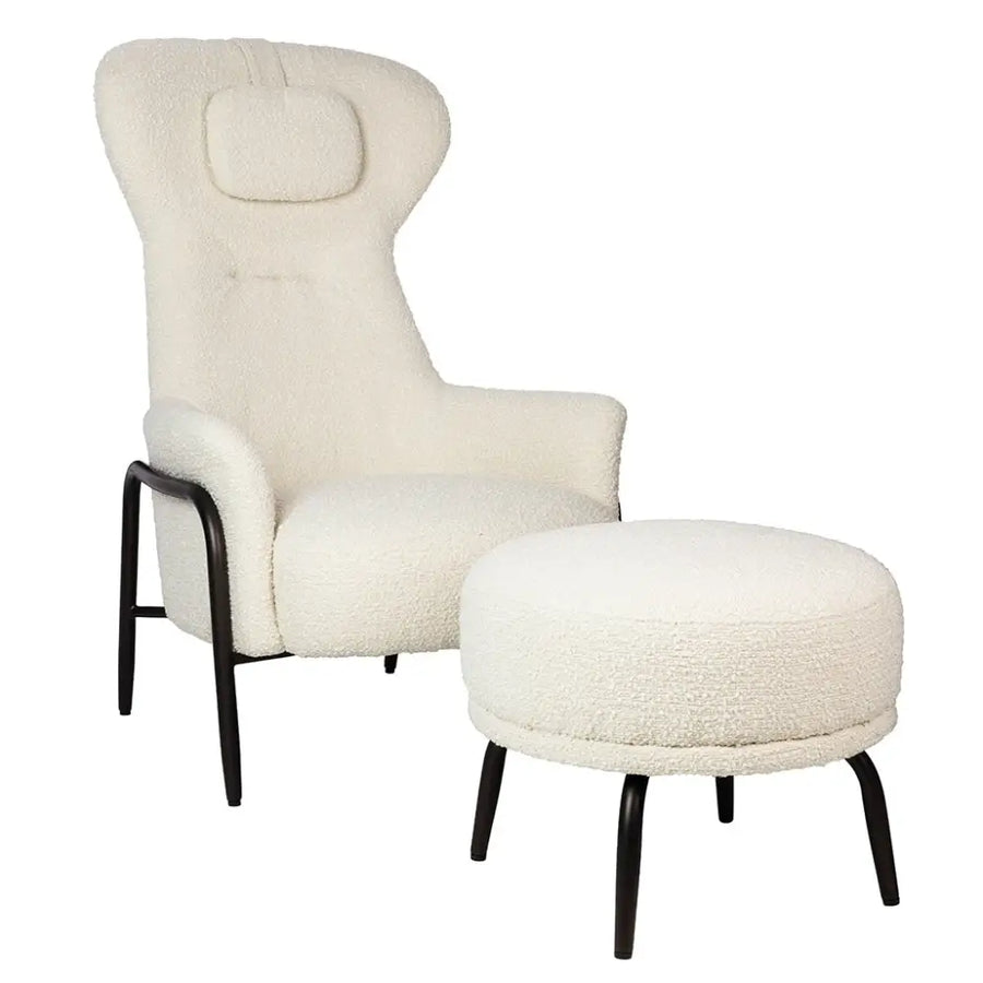 Fåtölj - TEDDY GRAND, beige med fotpall - produktbild av [MGO] Import King Home från King Home | Arvande