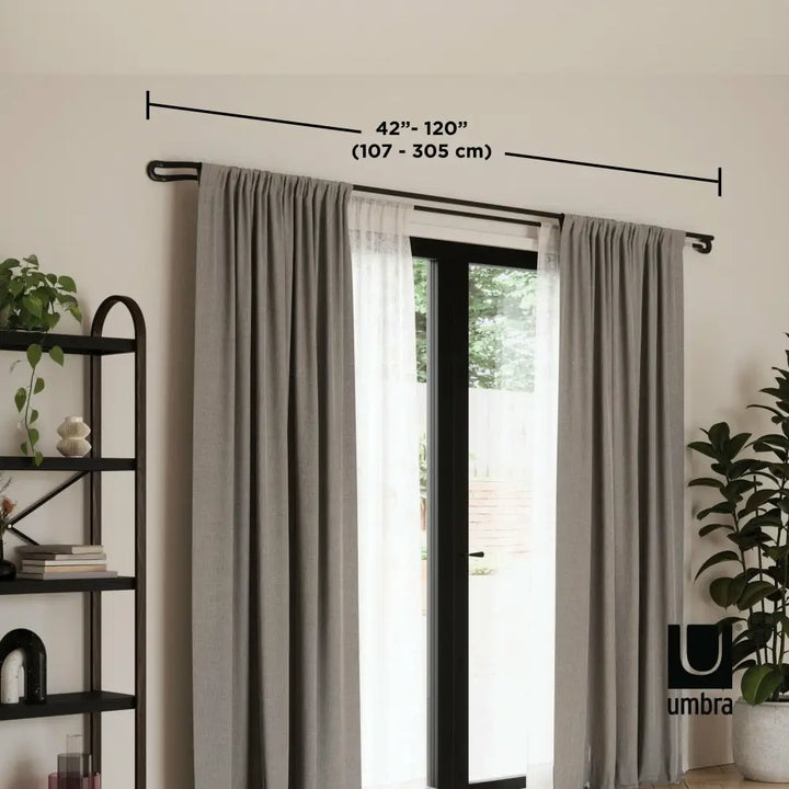 Gardinstång UMBRA - MIDNIGHT, 107 - 305 cm, silver – produktbild av Inredning från Umbra | Arvande