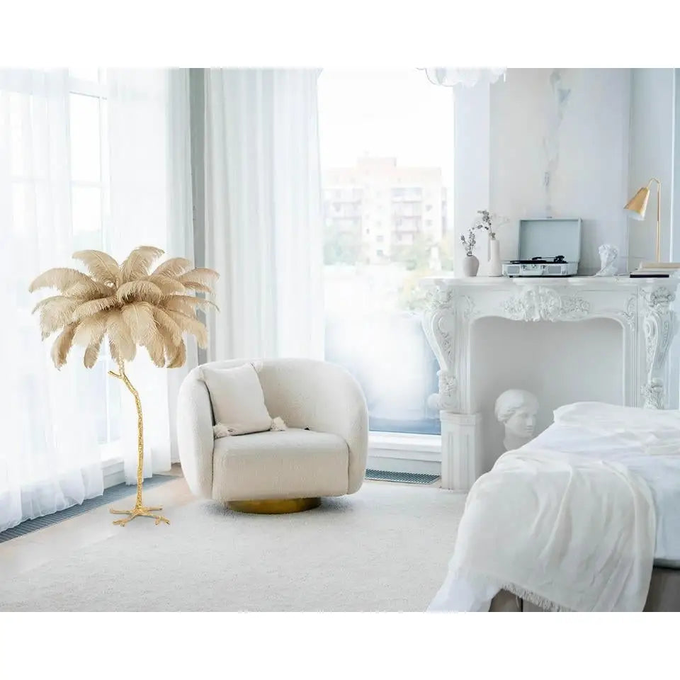 Golvlampa - TIFFANY 175, beige/guld - produktbild av Nyheter från King Home | Arvande