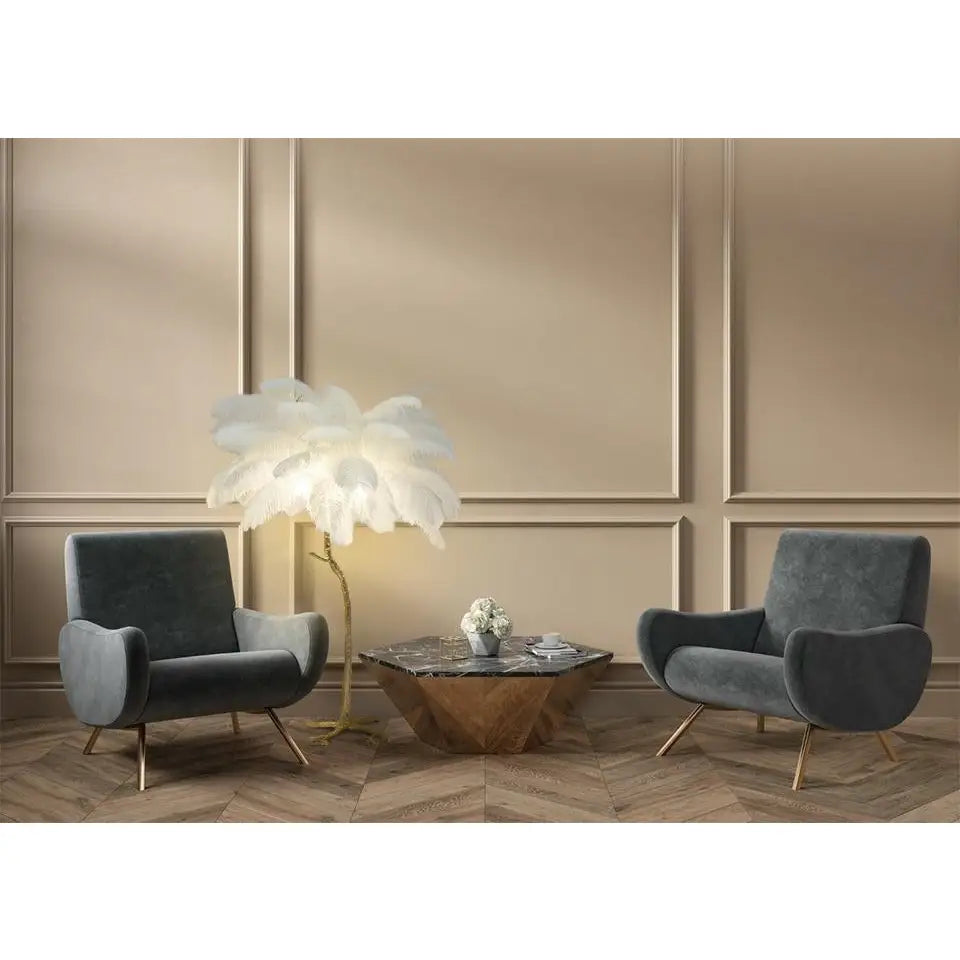 Golvlampa - TIFFANY 175, vit/guld – produktbild av Nyheter från King Home | Arvande