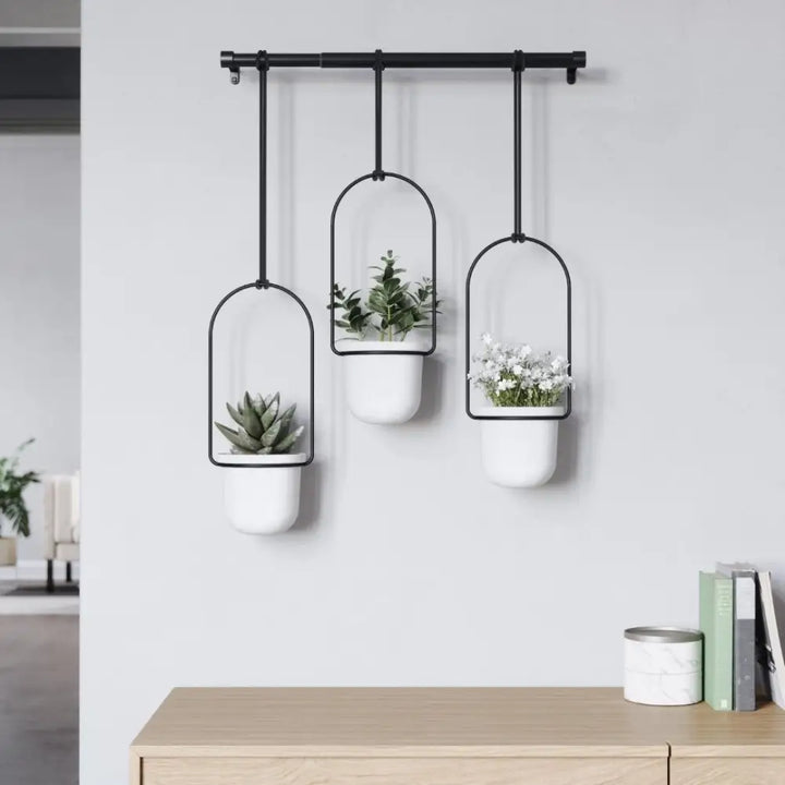 Hängande krukor 3 st UMBRA - TRIFLORA, vit - produktbild av Dekoration från Umbra | Arvande