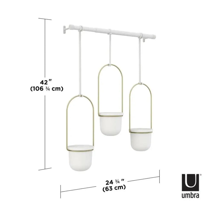 Hängande krukor 3 st UMBRA - TRIFLORA, vit/guld – produktbild av Dekoration från Umbra | Arvande