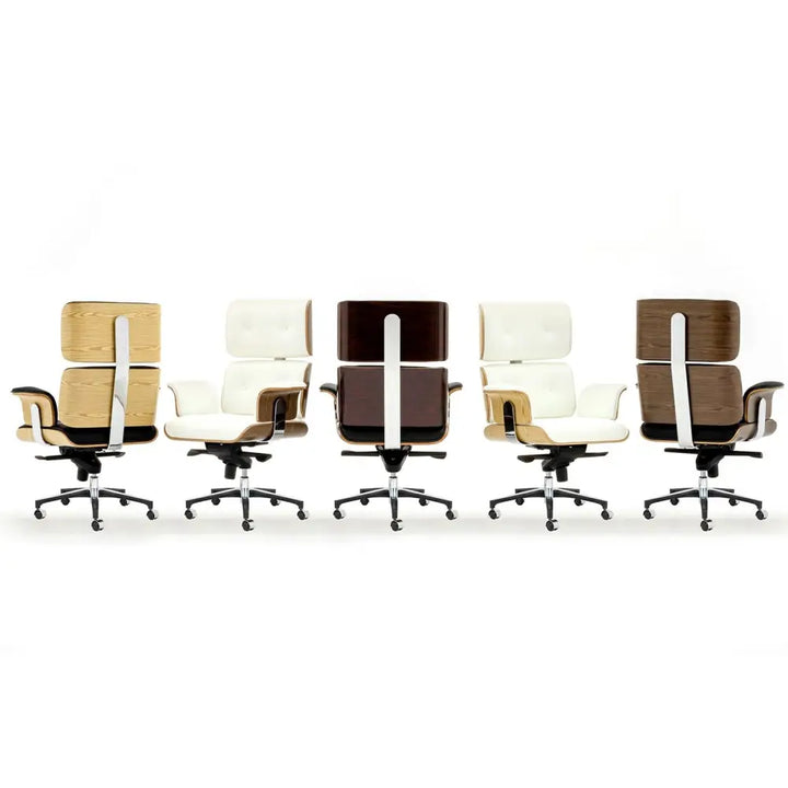 Kontorsstol - LOUNGE BUSINESS, svart naturläder i valnöt – produktbild av [MGO] Import King Home från King Home | Arvande