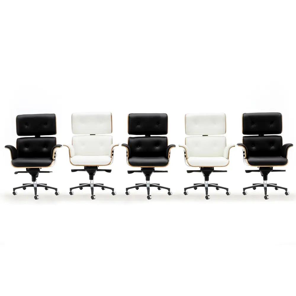 Kontorsstol - LOUNGE BUSINESS, svart naturläder i valnöt – produktbild av [MGO] Import King Home från King Home | Arvande