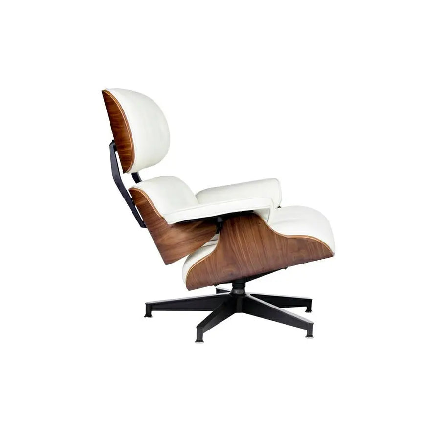 Kontorsstol - LOUNGE HM PREMIUM WIDE, vit naturläder i valnöt - produktbild av [MGO] Import King Home från King Home | Arvande