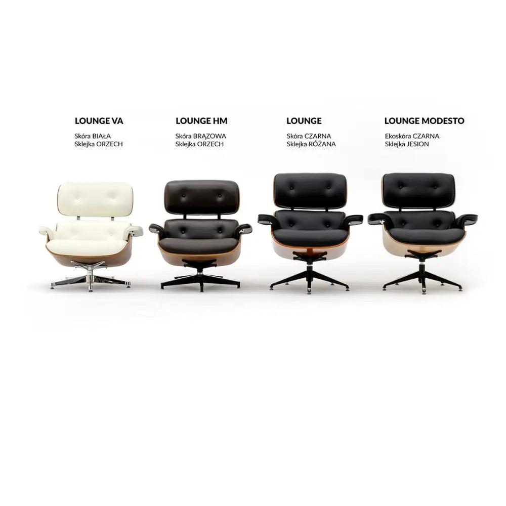 Kontorsstol - LOUNGE, svart naturläder med fotpall i rosenträ - produktbild av [MGO] Import King Home från King Home | Arvande