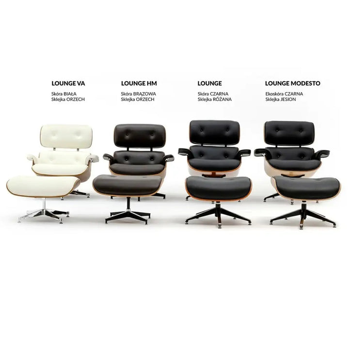 Kontorsstol - LOUNGE, svart naturläder med fotpall i rosenträ - produktbild av [MGO] Import King Home från King Home | Arvande