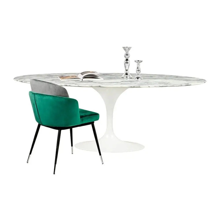 Matbord - TULIP ELLIPSE MARBLE ARABESCATO, italiensk Arabescato-marmor - produktbild av Matbord från King Home | Arvande