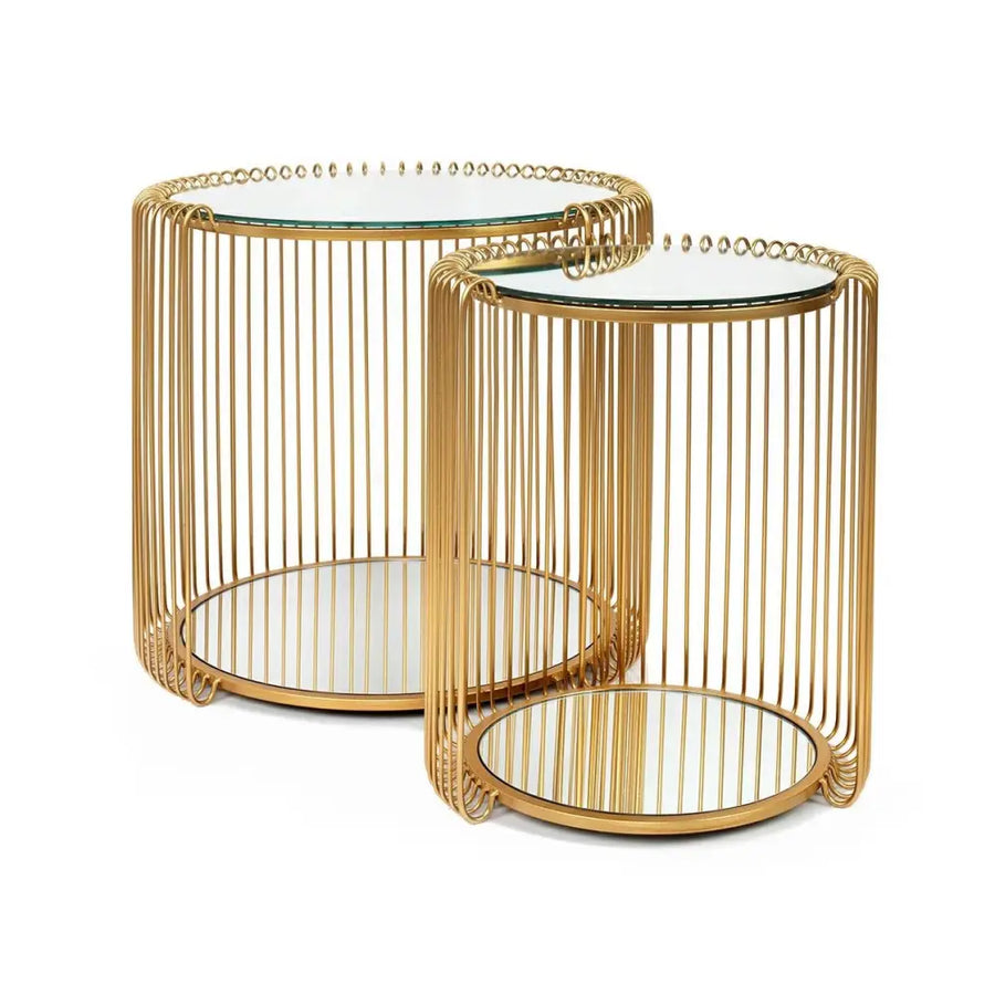 Sidobord KARE DESIGN - WIRE DOUBLE, mässing, 2-set - produktbild av Bord från Kare Design | Arvande