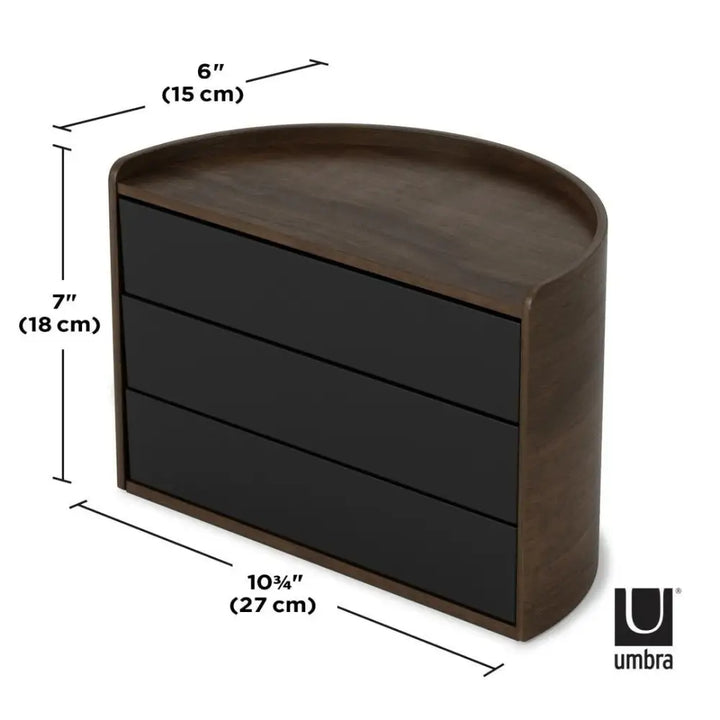 Smyckeskrin UMBRA - MOONA, svart / valnöt – produktbild av [MGO] Import King Home från Umbra | Arvande