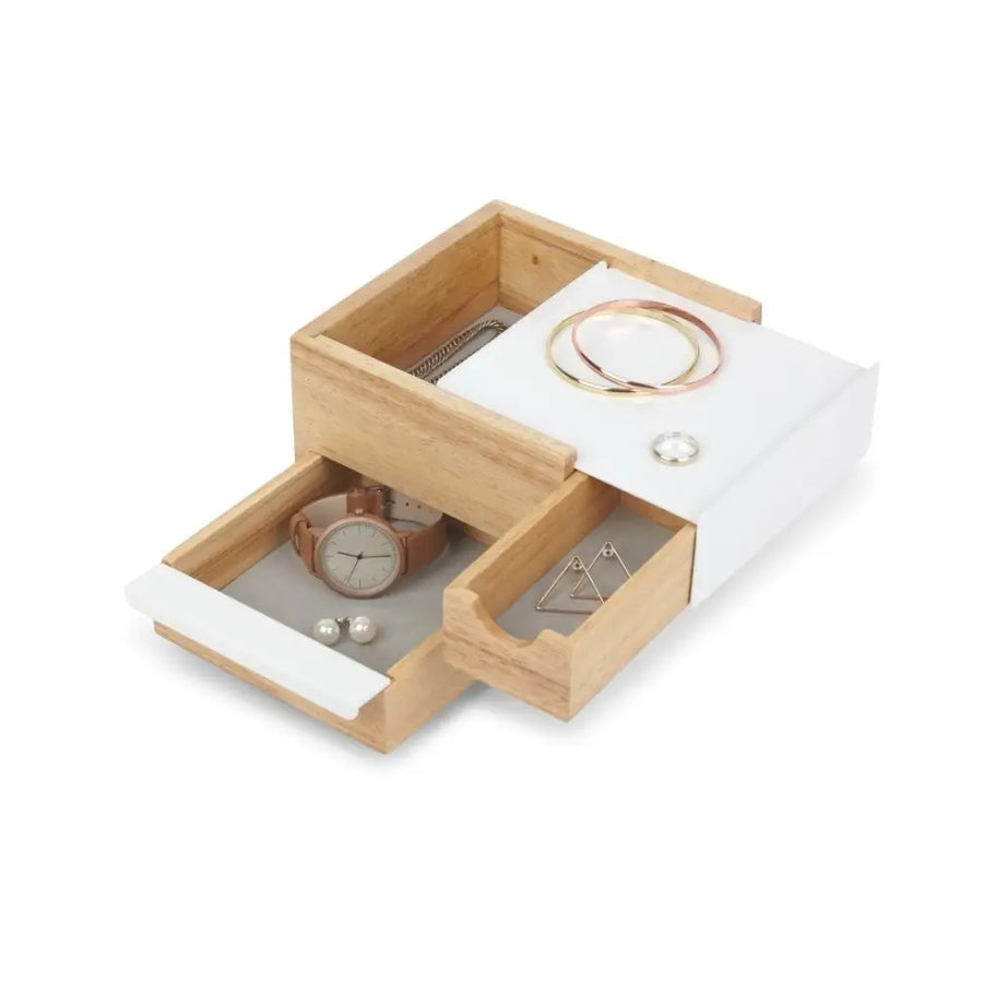 Smyckeskrin UMBRA - STOWIT MINI, vit/trä - produktbild av Organizers & papperskorgar från Umbra | Arvande