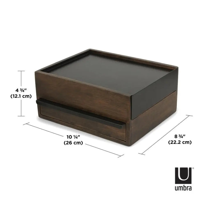 Smyckeskrin UMBRA - STOWIT, svart/valnöt - produktbild av [MGO] Import King Home från Umbra | Arvande