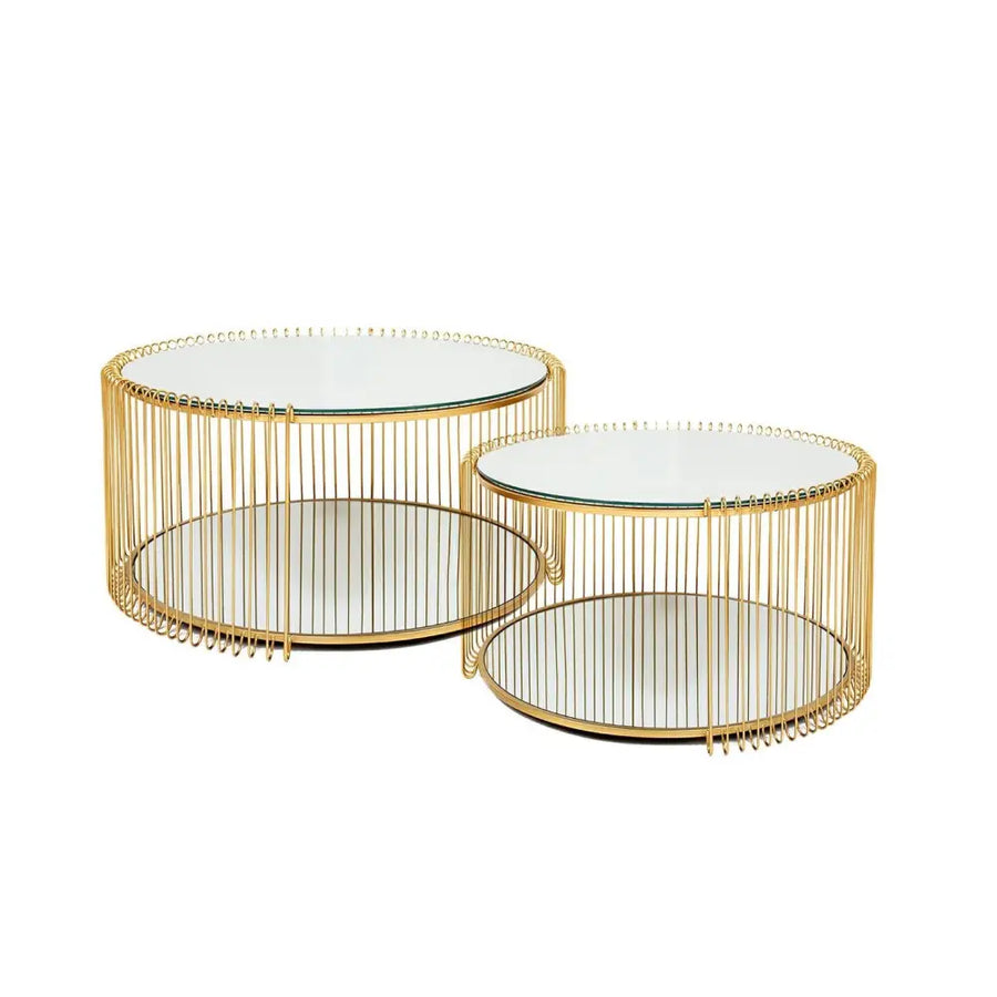 Soffbord KARE DESIGN - WIRE DOUBLE, mässing, 2-set - produktbild av Sidobord från Kare Design | Arvande