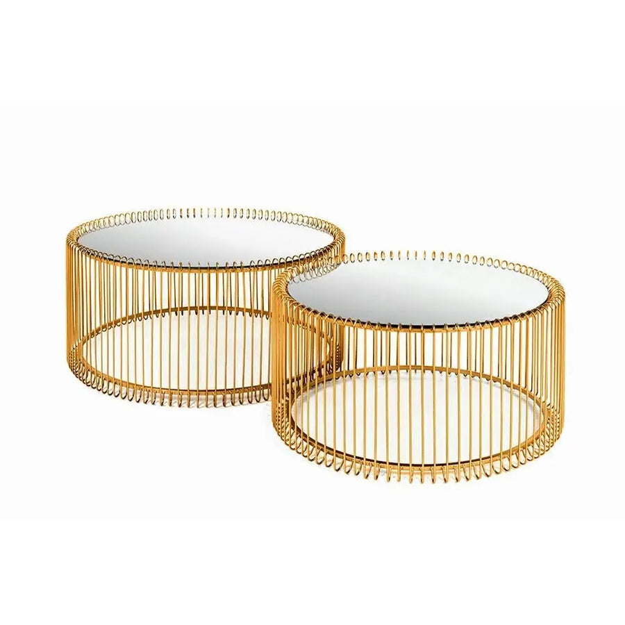 Soffbord KARE DESIGN - WIRE, mässing, 2-set - produktbild av Sidobord från Kare Design | Arvande
