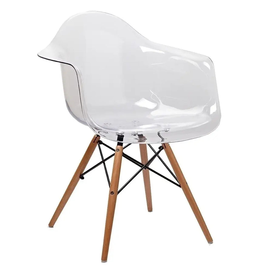 Stol - ICE WOOD ARM, transparent/bokträ - produktbild av [MGO] Import King Home från King Home | Arvande