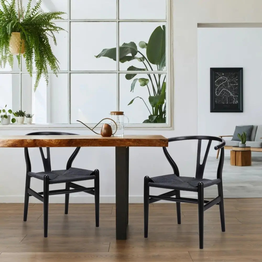 Stol - WISHBONE, naturfiber/bokträ helsvart – produktbild av [MGO] Import King Home från King Home | Arvande