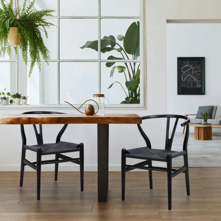 Stol - WISHBONE, naturfiber/bokträ helsvart – produktbild av [MGO] Import King Home från King Home | Arvande