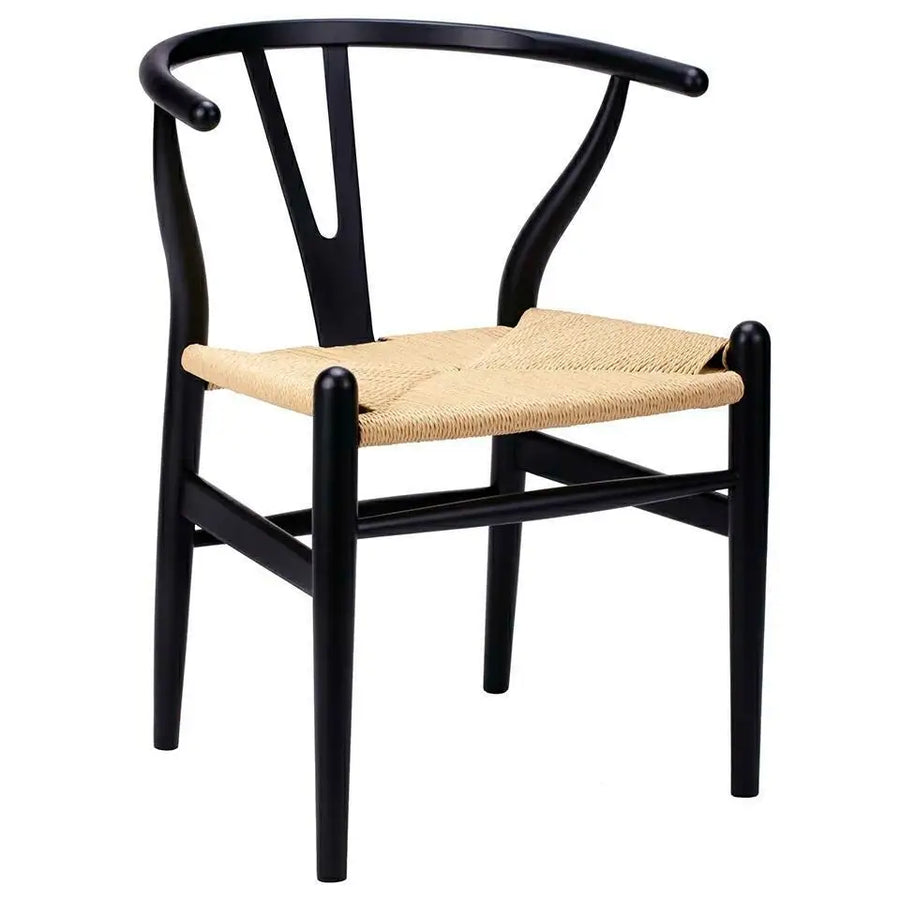 Stol - WISHBONE, naturfiber/bokträ svart - produktbild av [MGO] Import King Home från King Home | Arvande