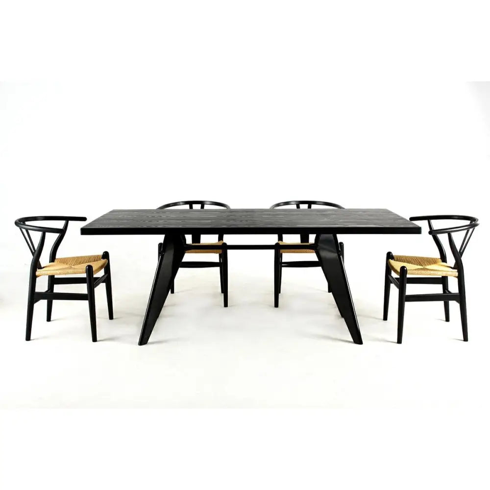 Stol - WISHBONE, naturfiber/bokträ svart - produktbild av [MGO] Import King Home från King Home | Arvande