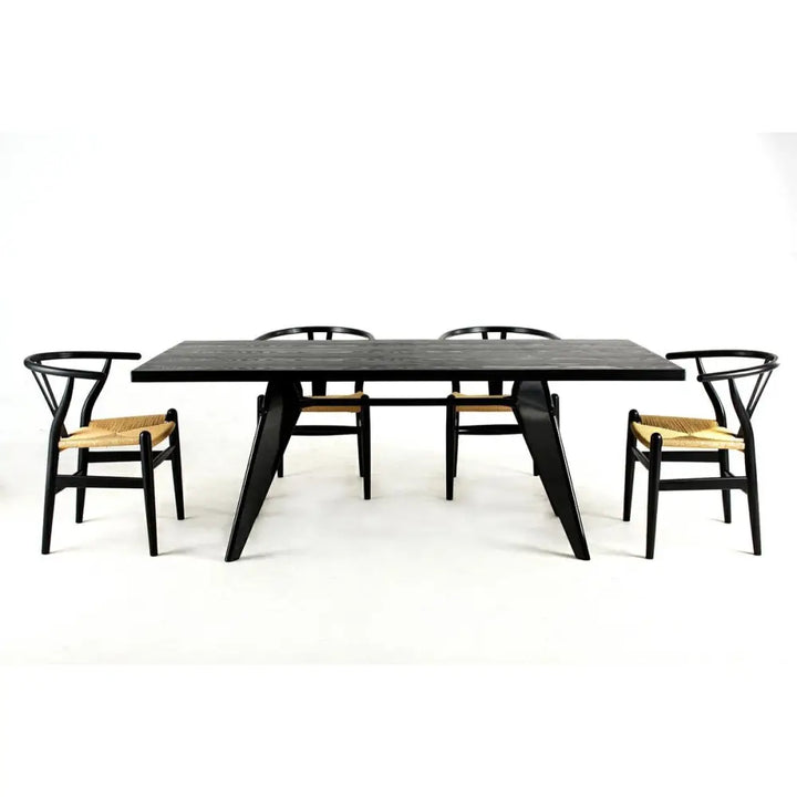 Stol - WISHBONE, naturfiber/bokträ svart - produktbild av [MGO] Import King Home från King Home | Arvande