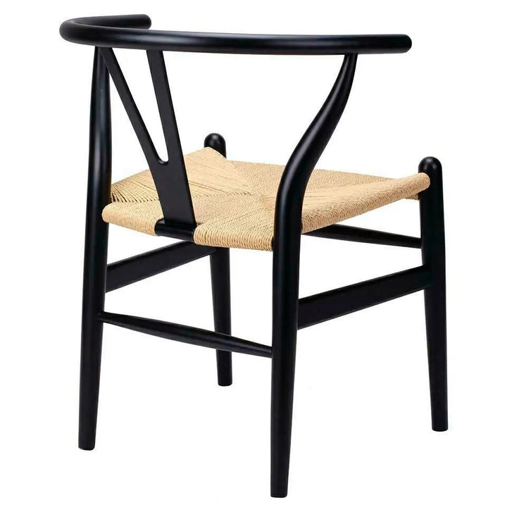 Stol - WISHBONE, naturfiber/bokträ svart - produktbild av [MGO] Import King Home från King Home | Arvande