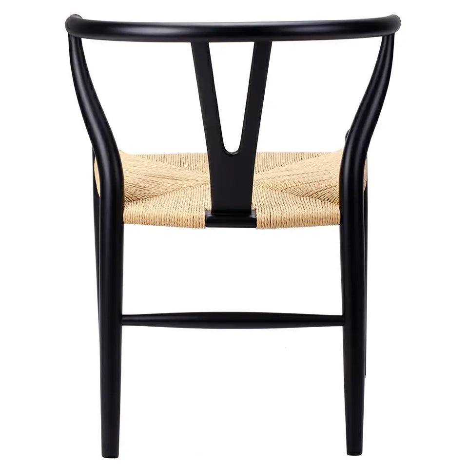Stol - WISHBONE, naturfiber/bokträ svart - produktbild av [MGO] Import King Home från King Home | Arvande