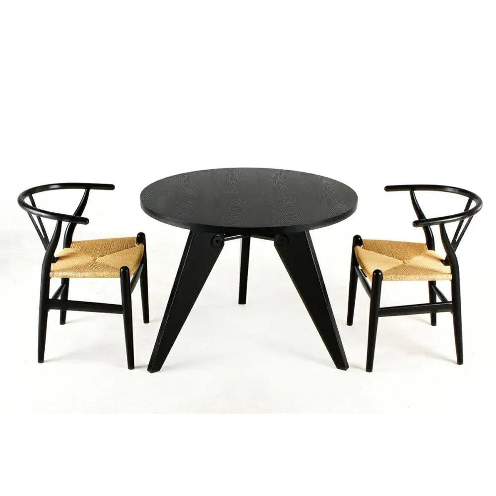 Stol - WISHBONE, naturfiber/bokträ svart - produktbild av [MGO] Import King Home från King Home | Arvande