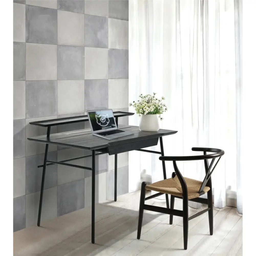 Stol - WISHBONE, naturfiber/bokträ svart - produktbild av [MGO] Import King Home från King Home | Arvande