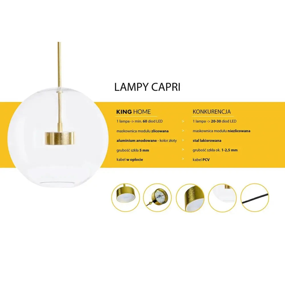 Taklampa - CAPRI 4 - 60 LED, guld - produktbild av Nyheter ej översatt från King Home | Arvande