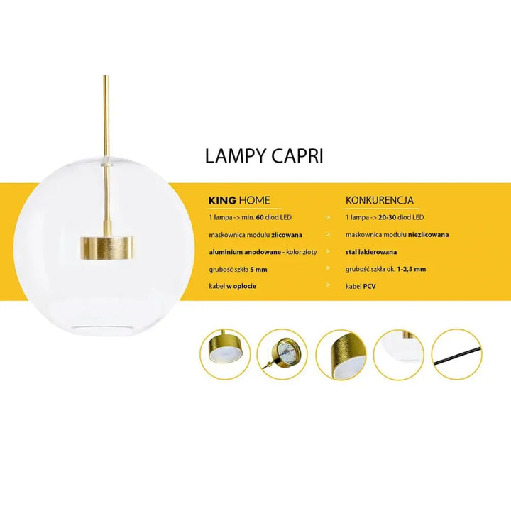 Taklampa - CAPRI LINE 3, 180 LED, guld - produktbild av Nyheter ej översatt från King Home | Arvande
