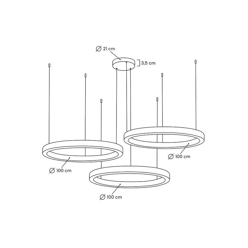 Taklampa - RING 100 + 100 + 100, guld - produktbild av Taklampor från King Home | Arvande