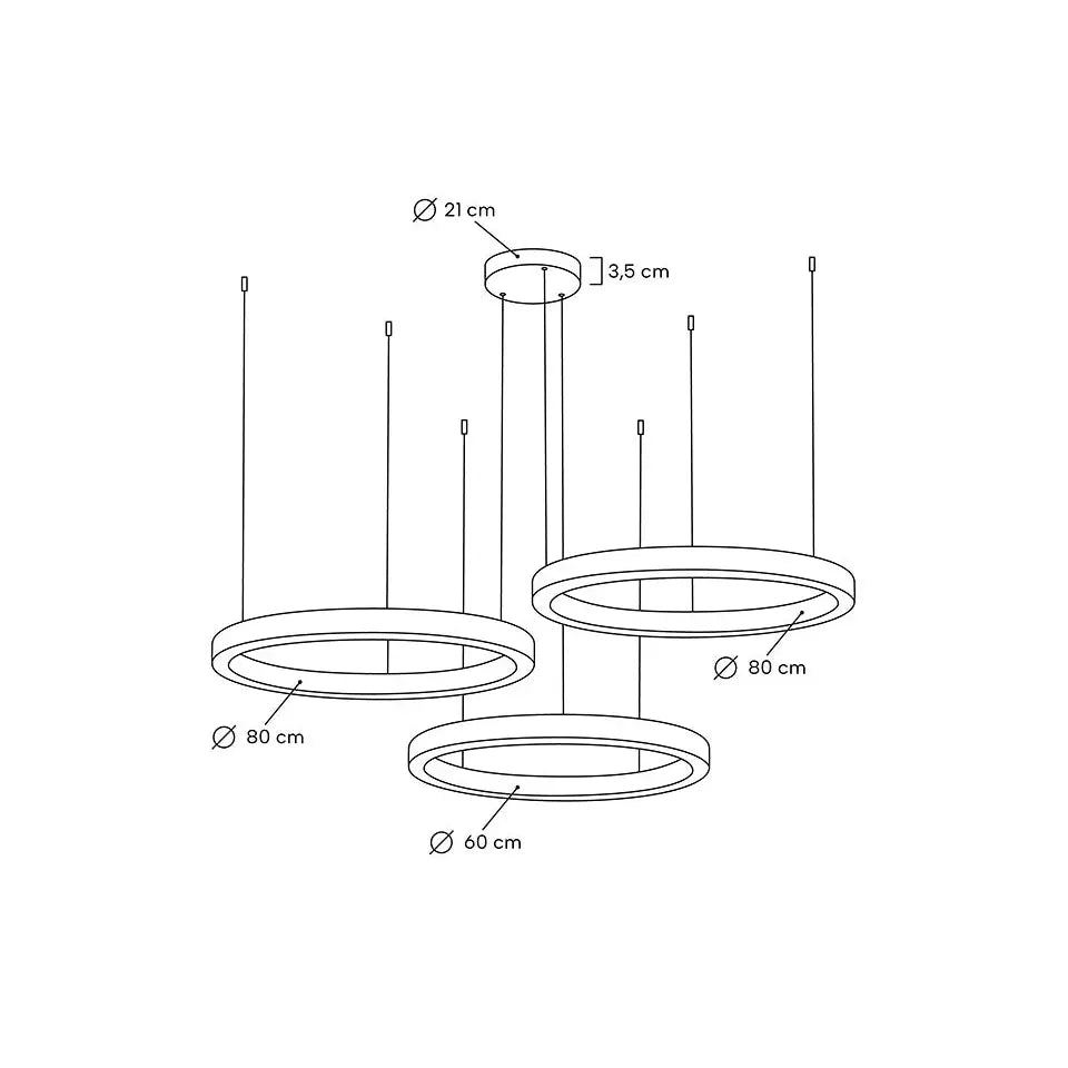 Taklampa - RING 60 + 80 + 80, guld – produktbild av Taklampor från King Home | Arvande