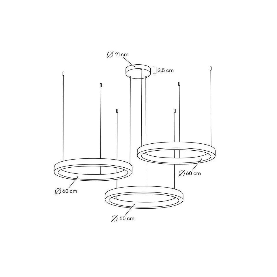 Taklampa - RING 60 + 60 + 60, guld - produktbild av Taklampor från King Home | Arvande