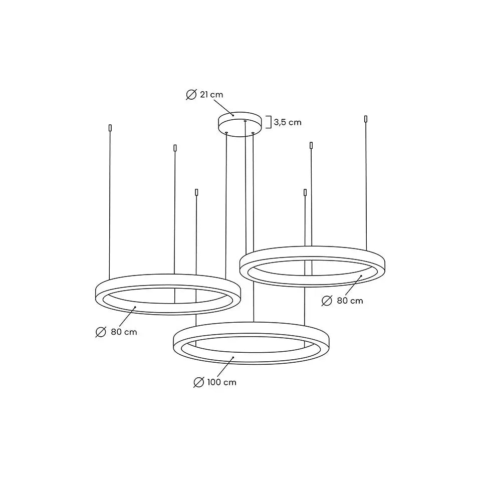 Taklampa - RING 80 + 80 + 100, guld - produktbild av Taklampor från King Home | Arvande