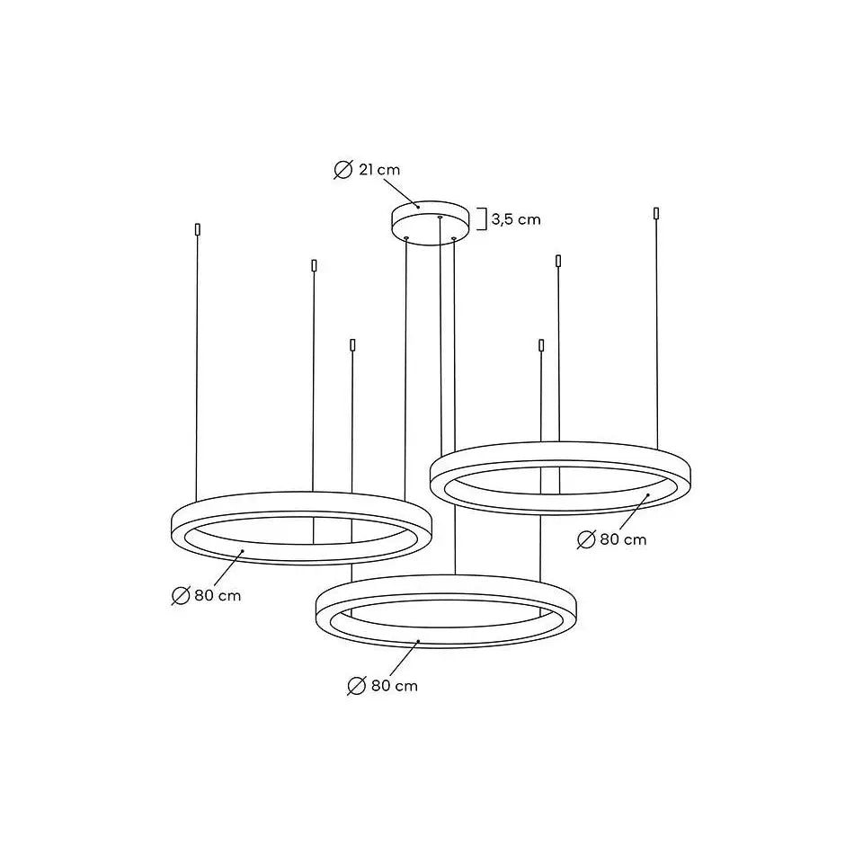Taklampa - RING 80 + 80 + 80, guld – produktbild av Taklampor från King Home | Arvande